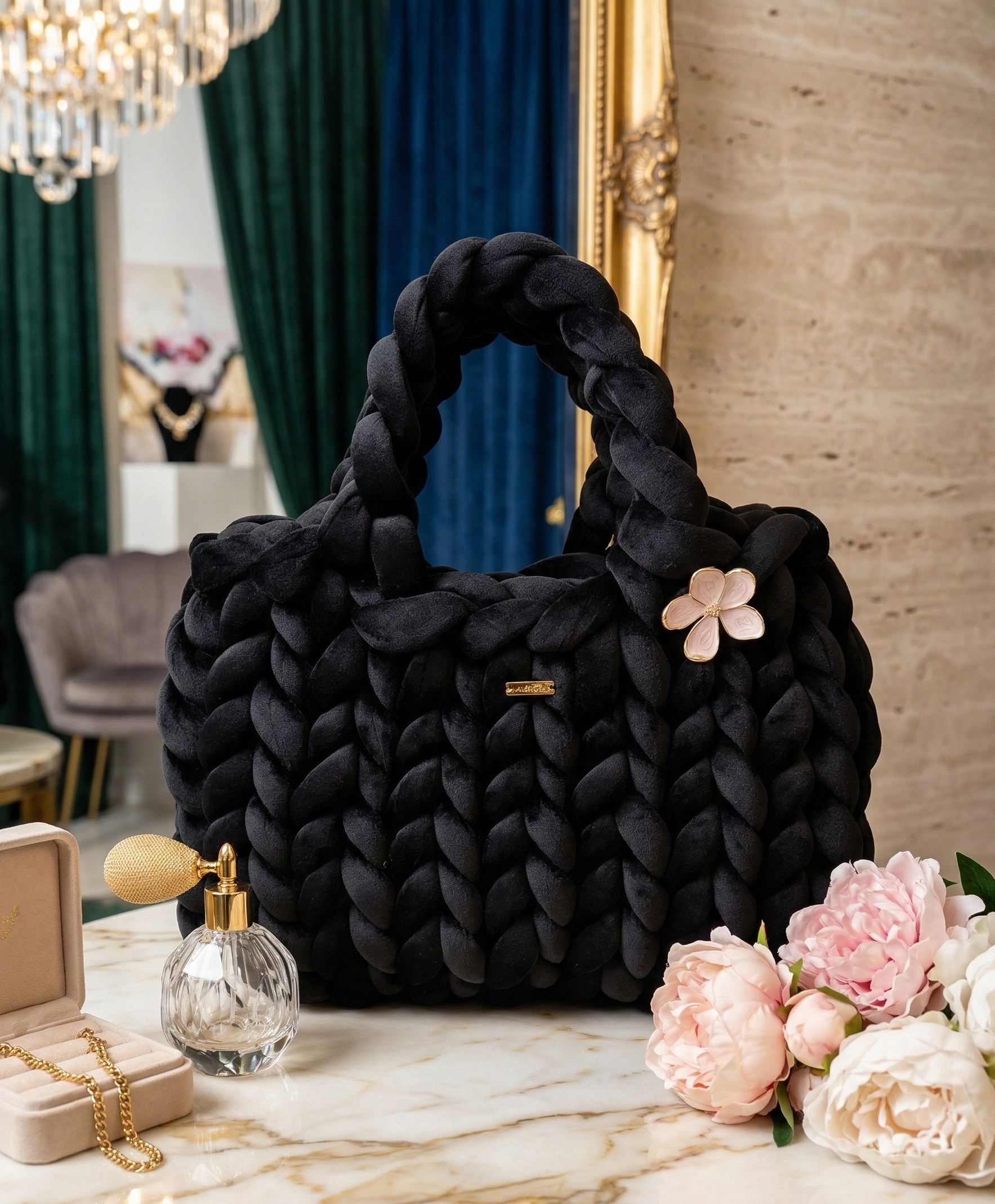 Sac "Paris" | Édition Velours Tressé & Bijou Nacre