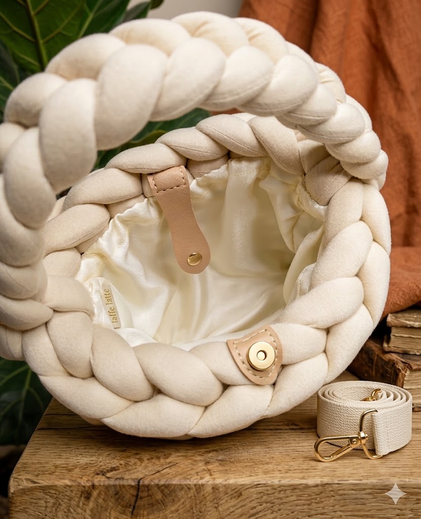 Sac à main "Cappuccino" en Grosse Maille (Chunky Knit) - Fait Main